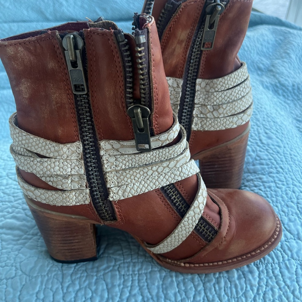freebird Brown Leather Ankle Boots Balboa 8 - Picture 2 of 13